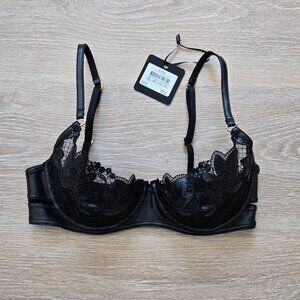 Honey Birdette Raene Contour Bra Black Lift Embroidered Size 30DDD New With Tags
